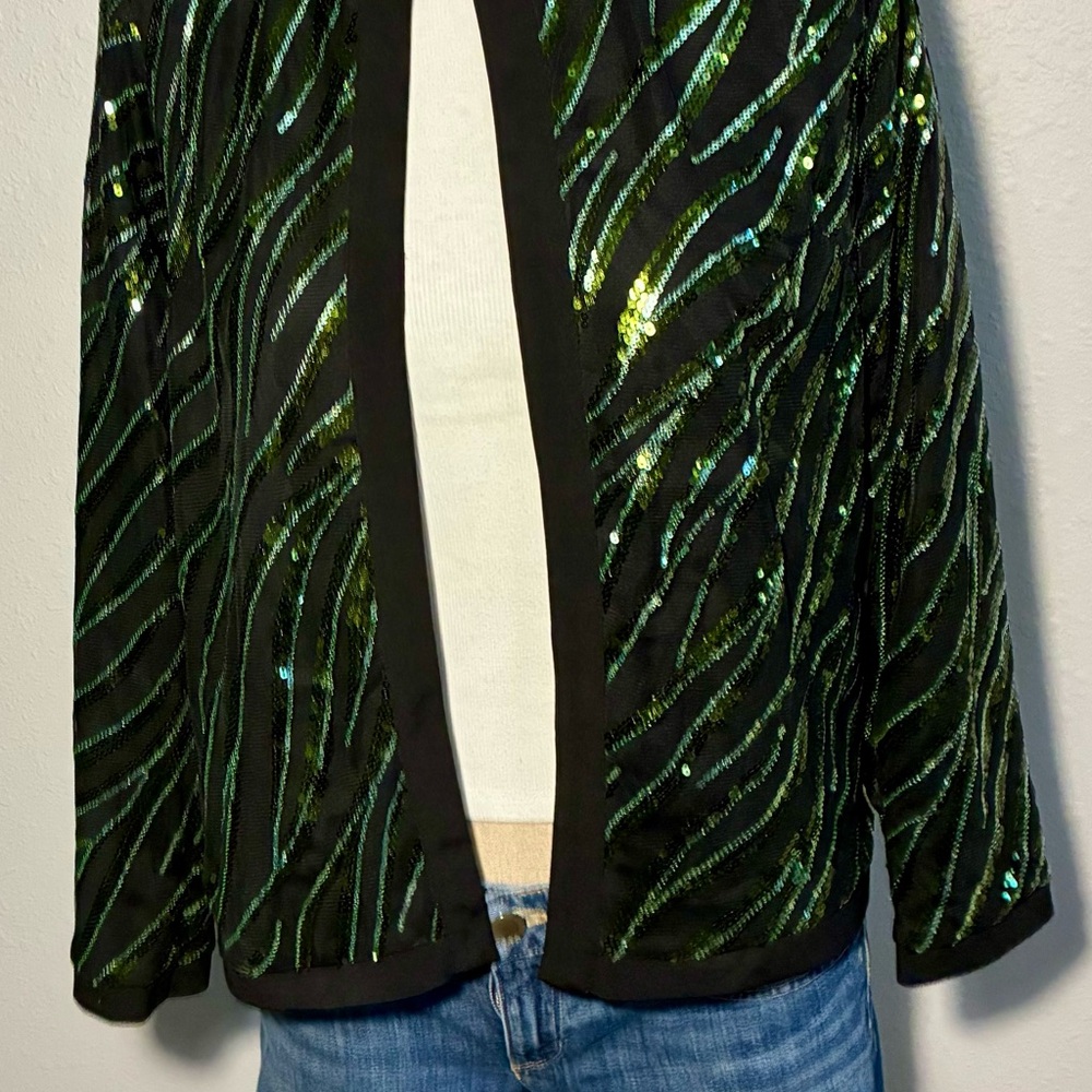 Sequin Embellished Black and Green Jacket